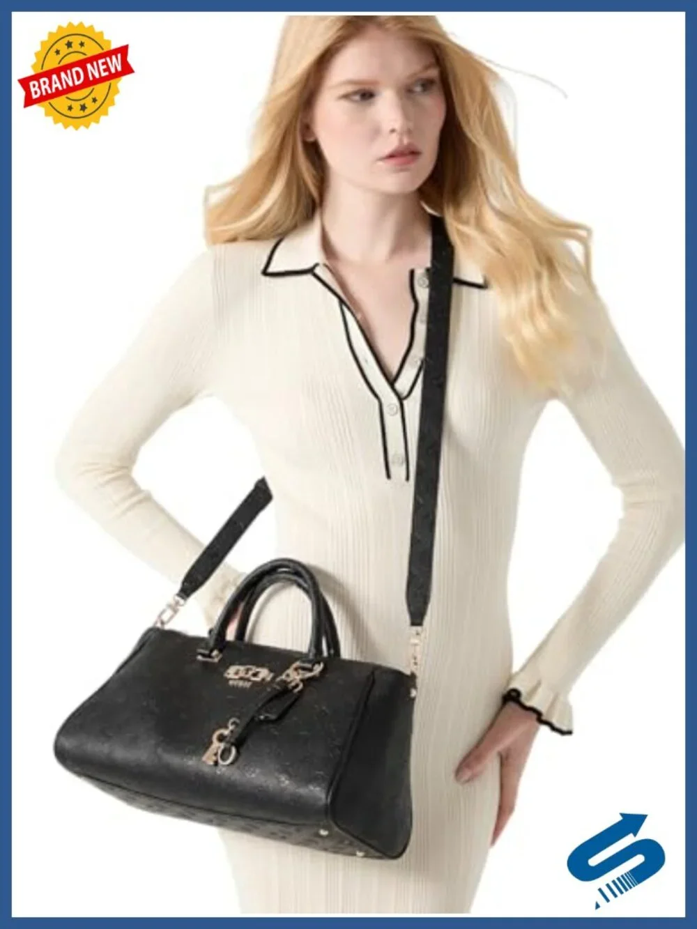 Large Box Satchel with Gold Hardware - Crossbody Satchel Bag